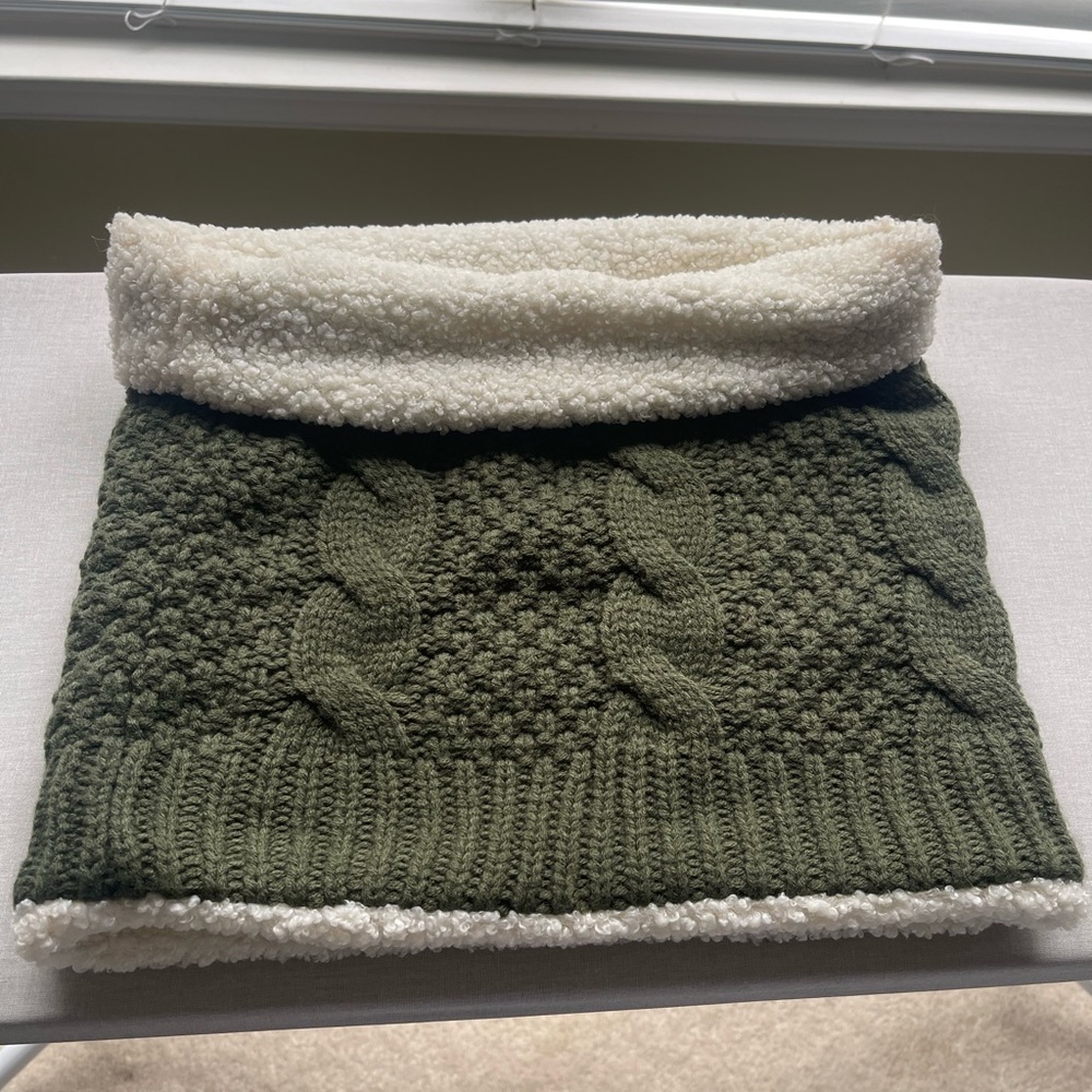 Knit Army Green Infinity Scarf